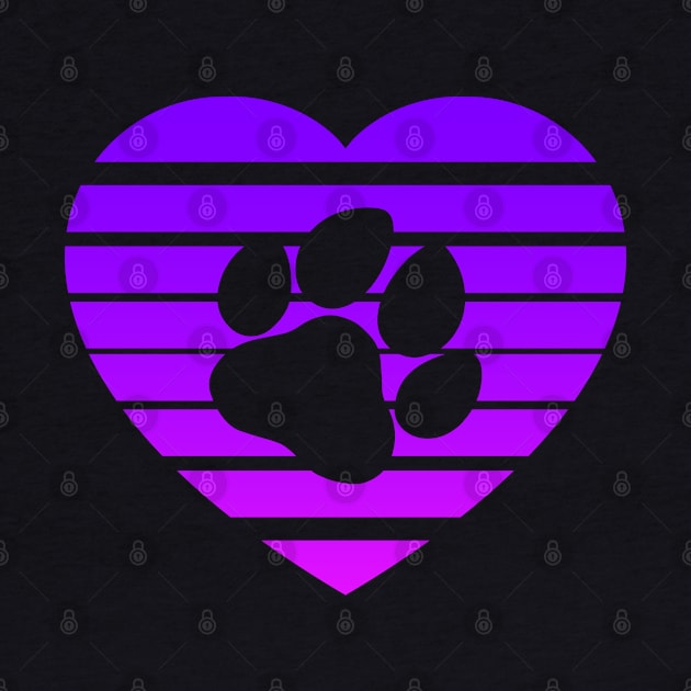 Dog Paw Heart Valentine - Purple Pink Gradient by skauff